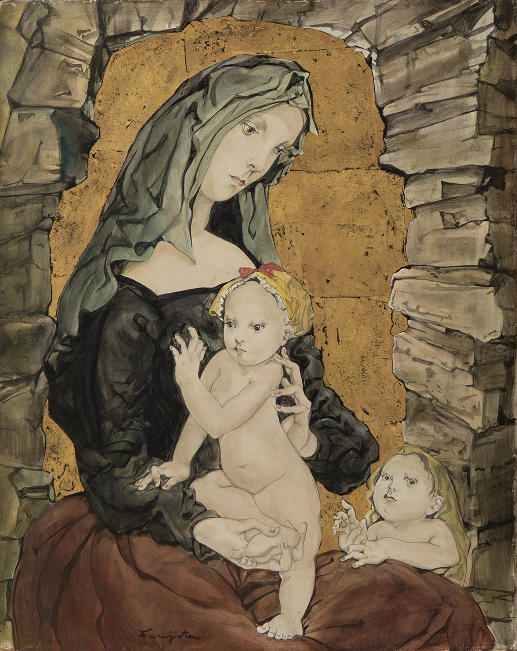 leonard_tsuguharu_foujita_madonna con bambino
