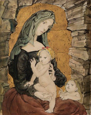 leonard_tsuguharu_foujita_madonna con bambino